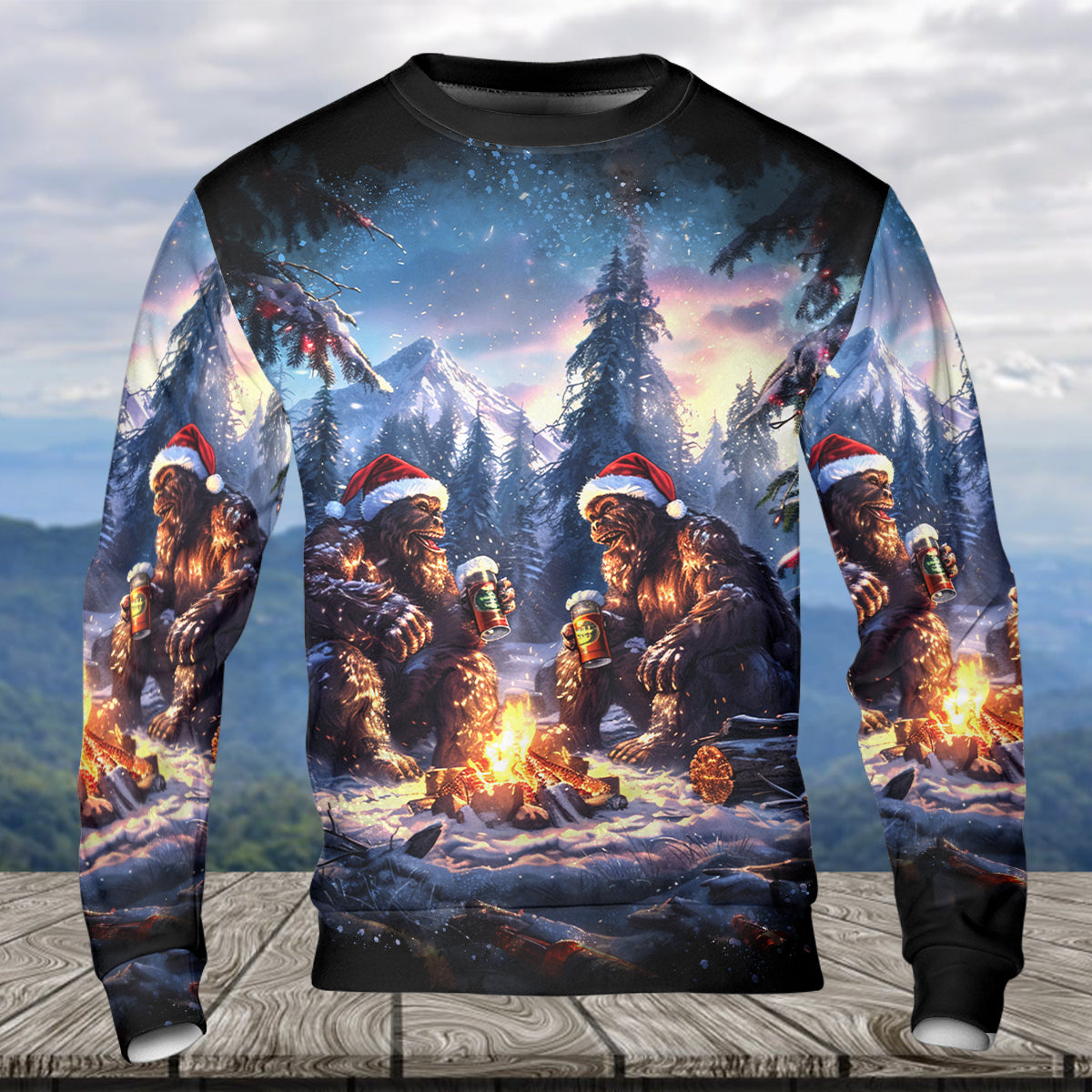 Bigfoot Making Memories One Campfire At A Time Christmas All Over Print Shirt