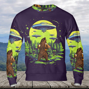 Funny Grizzly Bear Drinking All Over Print Shirt