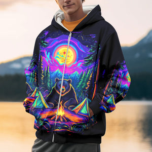 Camping Night With Bear All Over Print Shirt