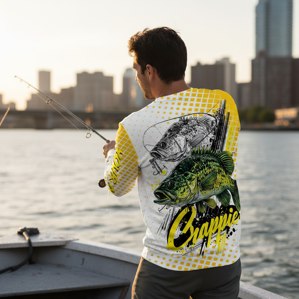 Custom Name Crappie Fish Yellow All Over Print Shirt