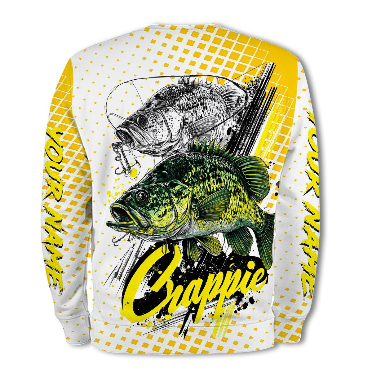 Custom Name Crappie Fish Yellow All Over Print Shirt
