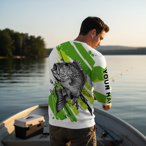Custom Name Crappie Fish Green All Over Print Shirt
