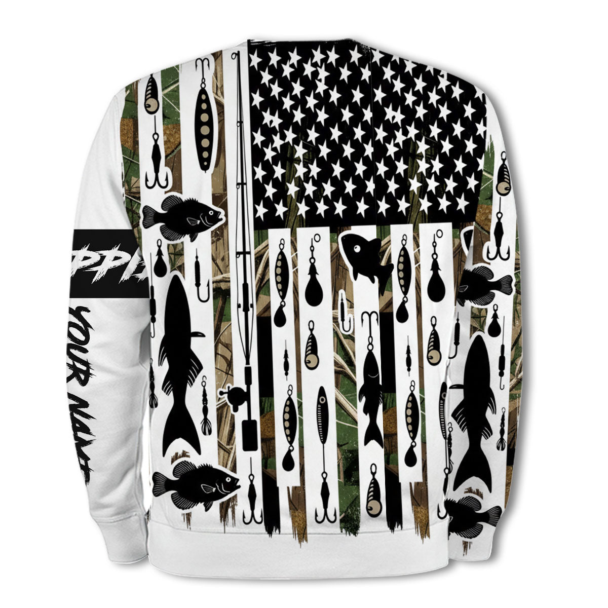 Custom Name Crappie Fish Black All Over Print Shirt