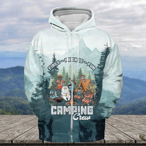 Friends, Fires, Fun Camping Crew Cats All Over Print Shirt