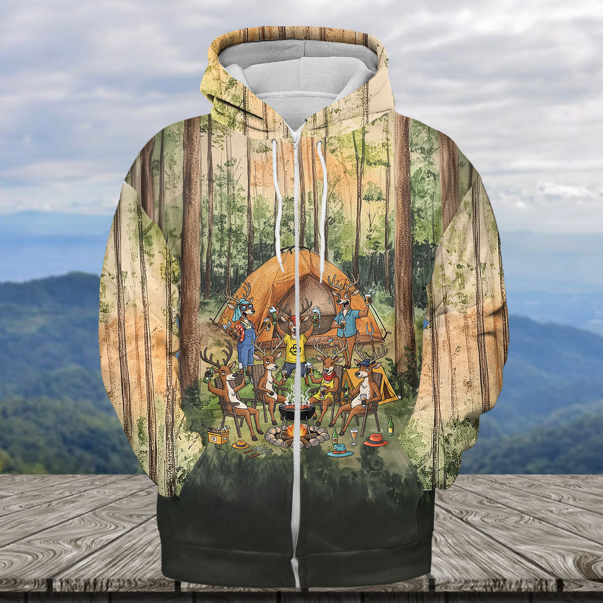 Friends, Fires, Fun Camping Crew Deer All Over Print Shirt
