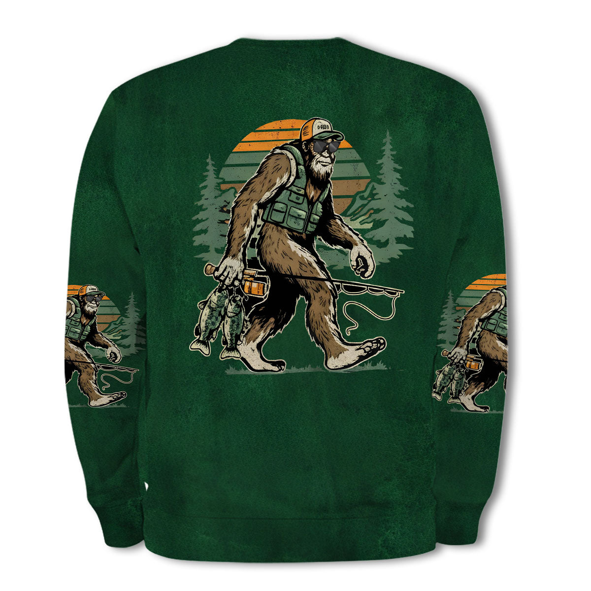 Bassquatch Bigfoot Fishing All Over Print Shirt