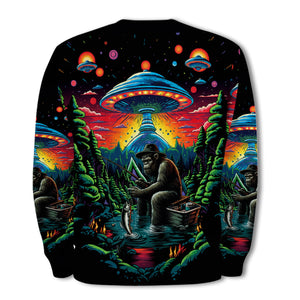 Bassquatch Bigfoot Fishing Forest All Over Print Shirt