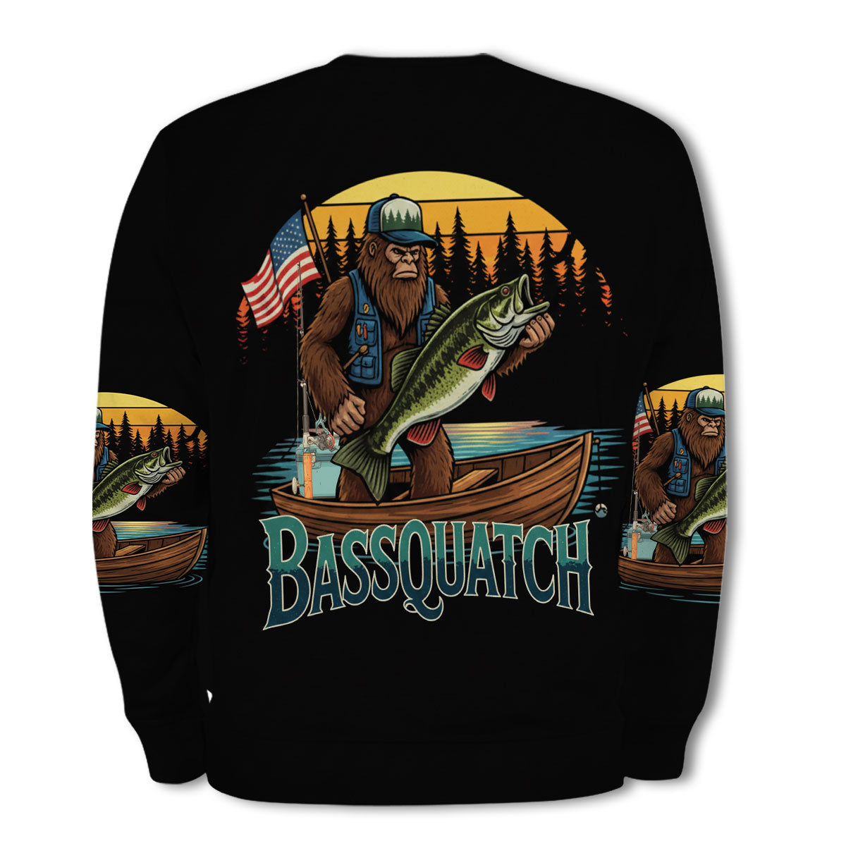 Bassquatch Retro All Over Print Shirt