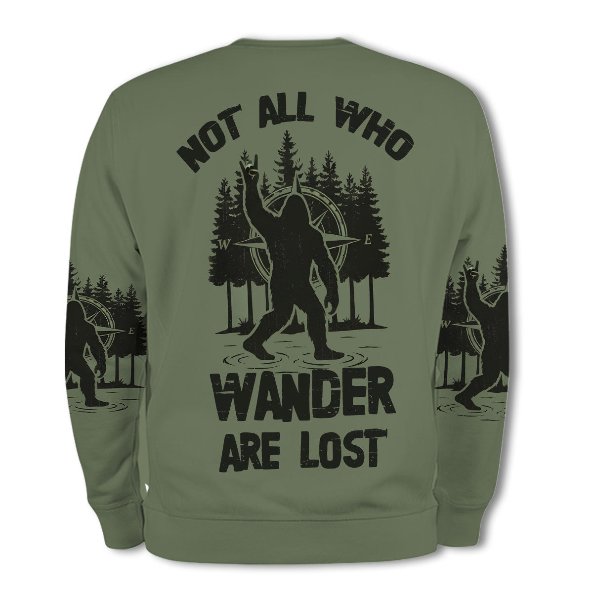Not All Who Wander Are Lost Bigfoot Walking All Over Print Shirt