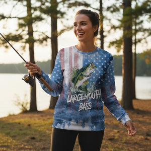 Largemouth Bass American Flag All Over Print Shirt