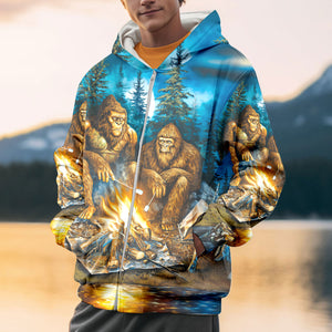 Sasquatch Campfire Night Art All Over Print Shirt