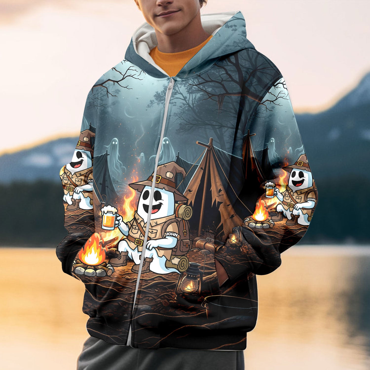 Custom Name Welcome To The Spookiest Campfire All Over Print Shirt