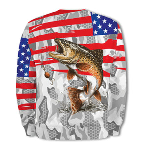 Camo American Flag Trout Fish Fishing All Over Print Shirt