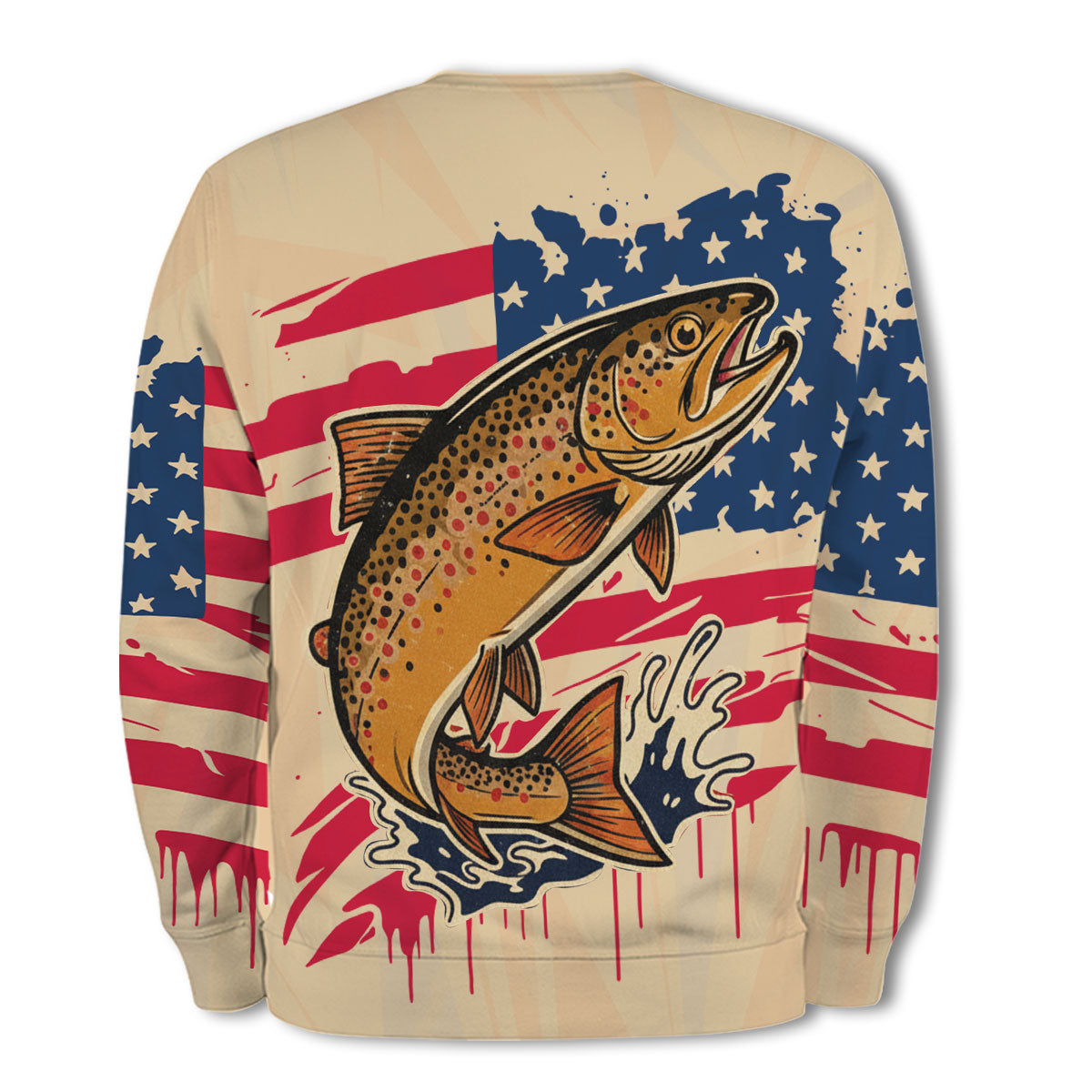 Vintage America Custom Name Trout Fishing All Over Print Shirt