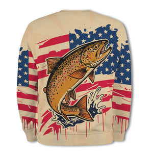 Vintage America Custom Name Trout Fishing All Over Print Shirt