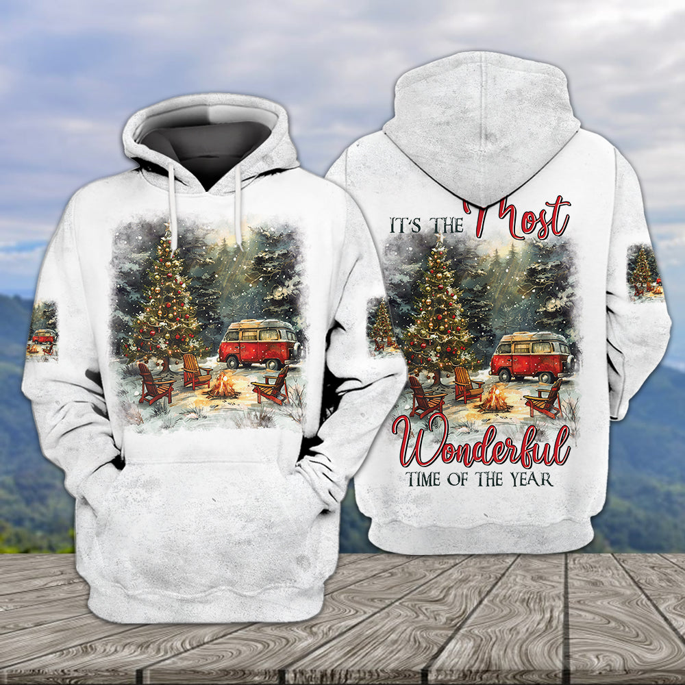 It's The Most Wonderful Time Of Christmas Camping All Over Print Shirt
