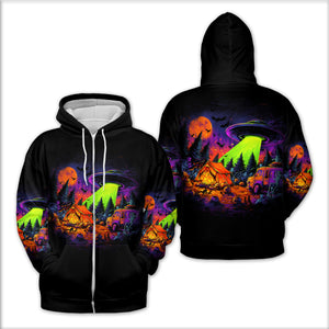 Alien Camp-O-Ween Invasion – UFO Halloween Camping All Over Print Shirt