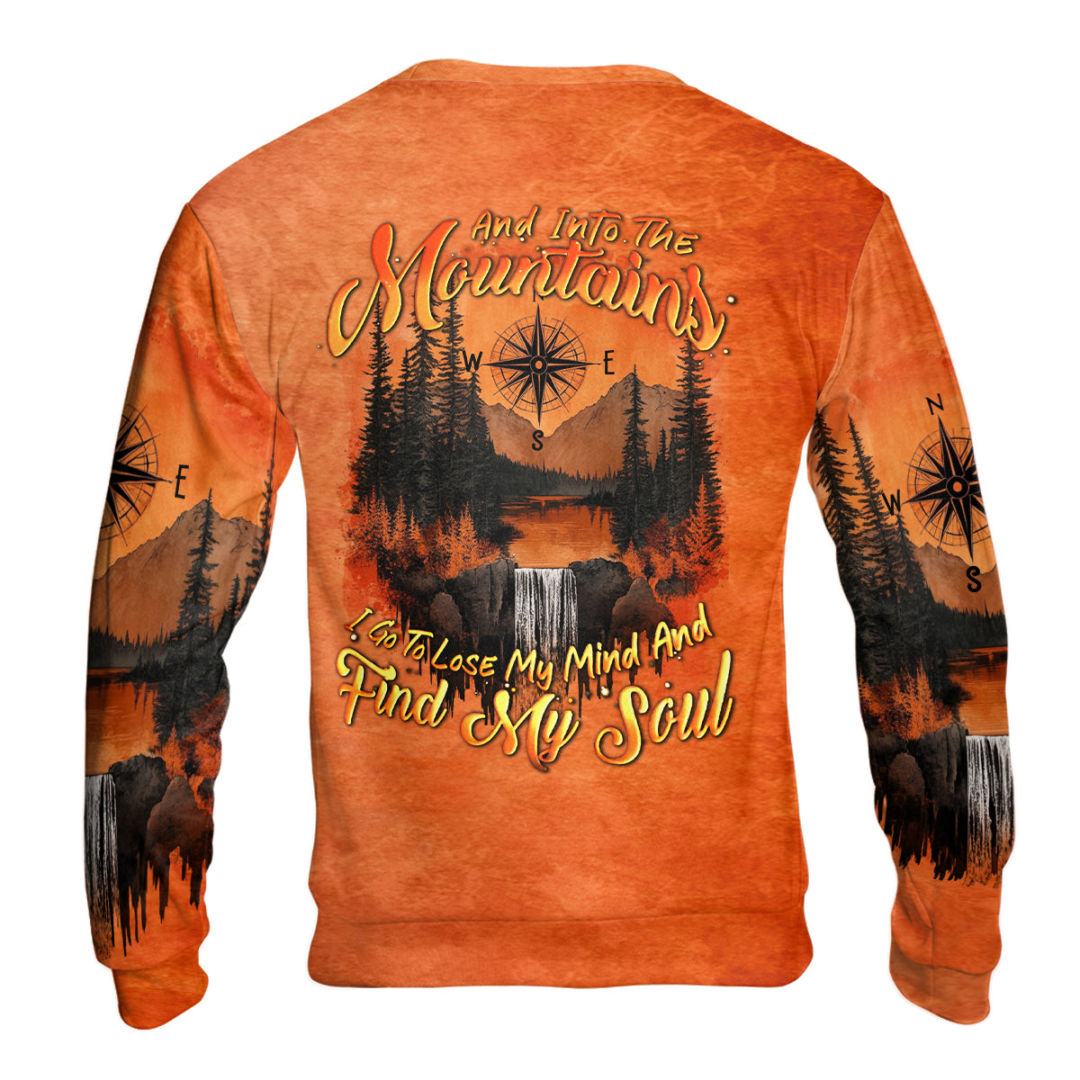 Into The Mountains I Go Orange All Over Print Shirt