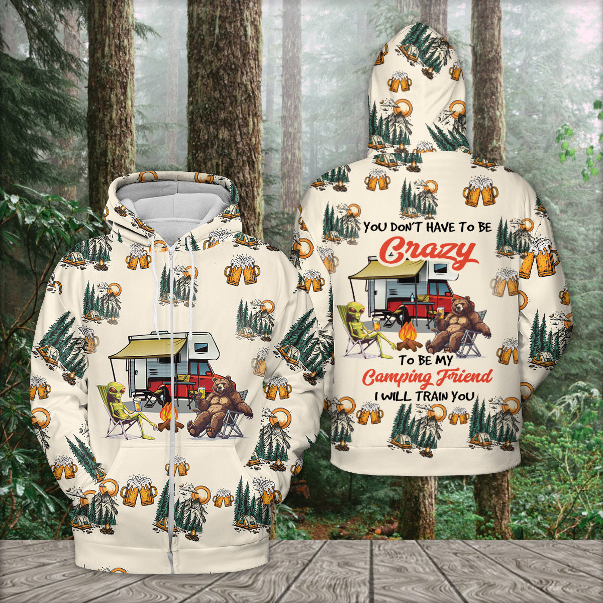 Funny Camping Crazy Friend All Over Print Shirt