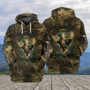 Mallard Duck Hunting Dark Camo All Over Print Shirt