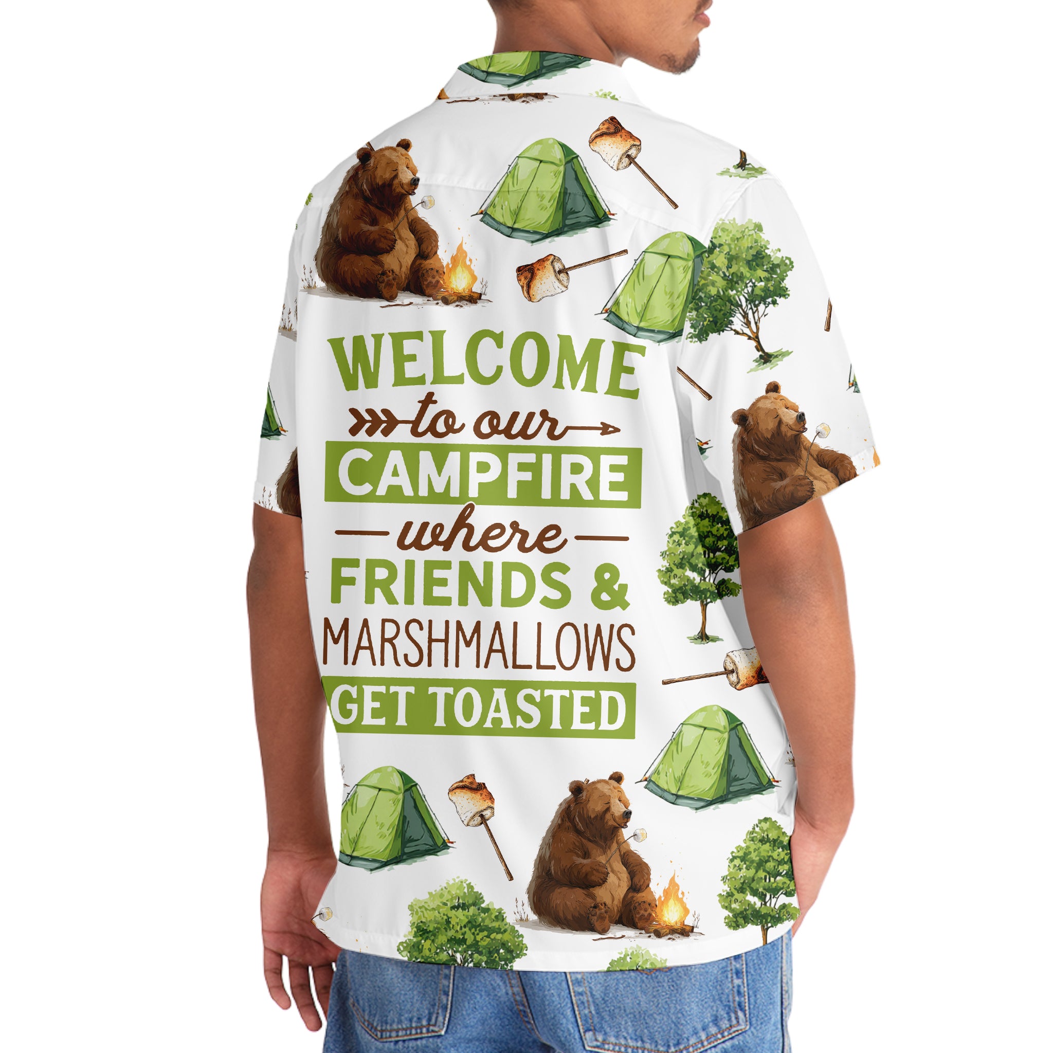 Campsite Where Friends and Marshmallow Get Toasted Hawaiian Shirt