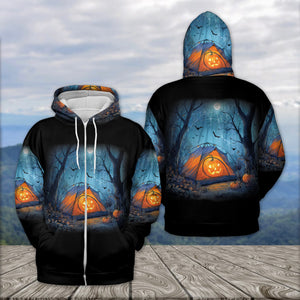 Halloween Pumpkin Camping All Over Print Shirt