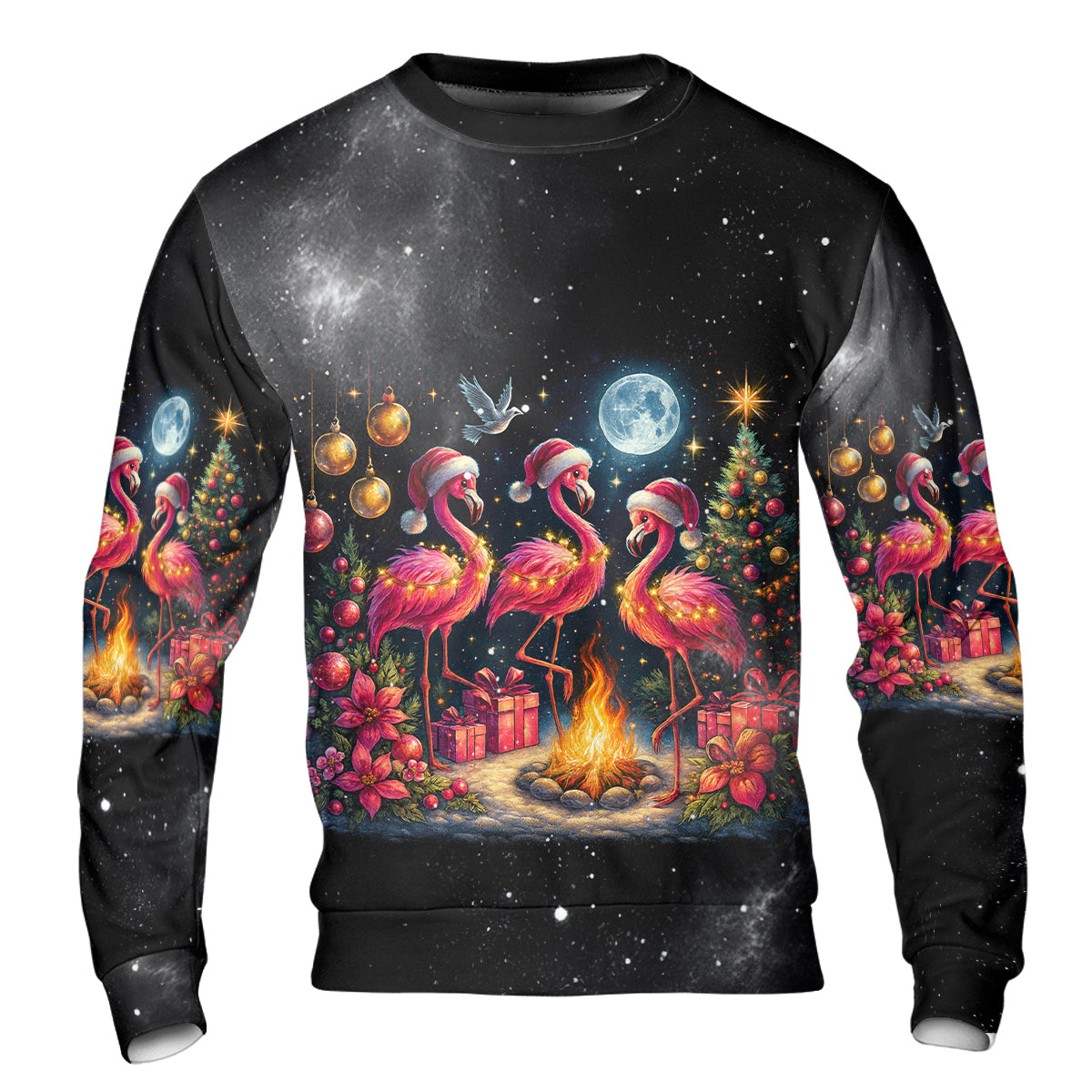 Merry Christmas Flamingo Camping All Over Print Shirt
