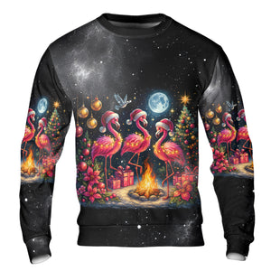 Merry Christmas Flamingo Camping All Over Print Shirt