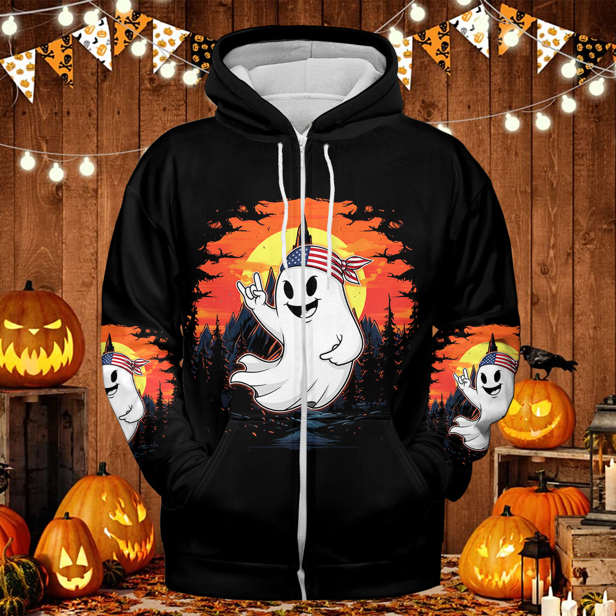 Spooky Boo In The Forest All Over Print Shirt