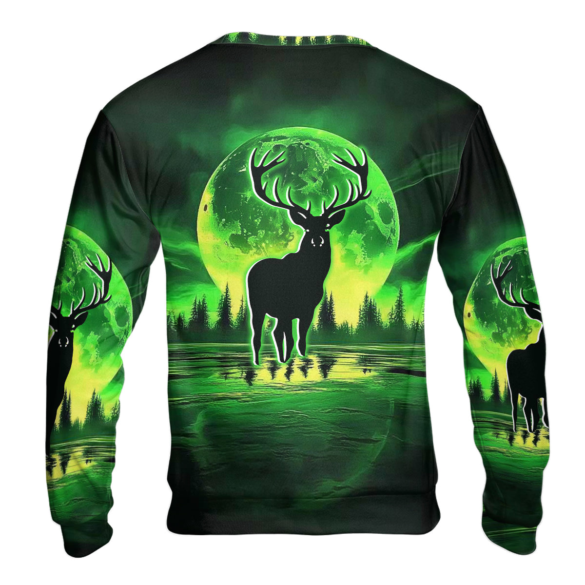 Deer Green Moonlit Art All Over Print Shirt