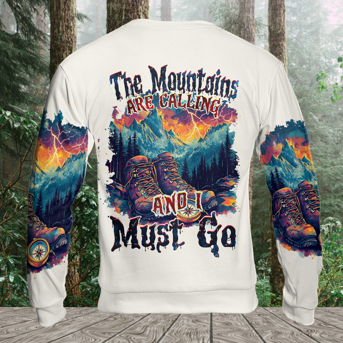The Mountains Are Calling Compass Boots All Over Print Shirt