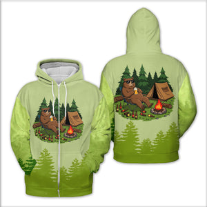 Funny Bear Drinking Camping All Over Print Shirt