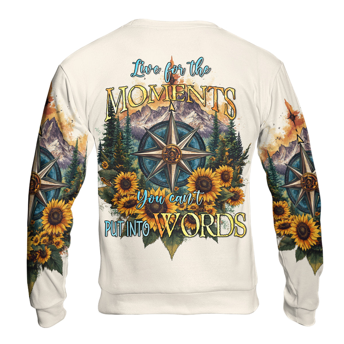 Live For The Moments Compass Sunflower All Over Print Shirt