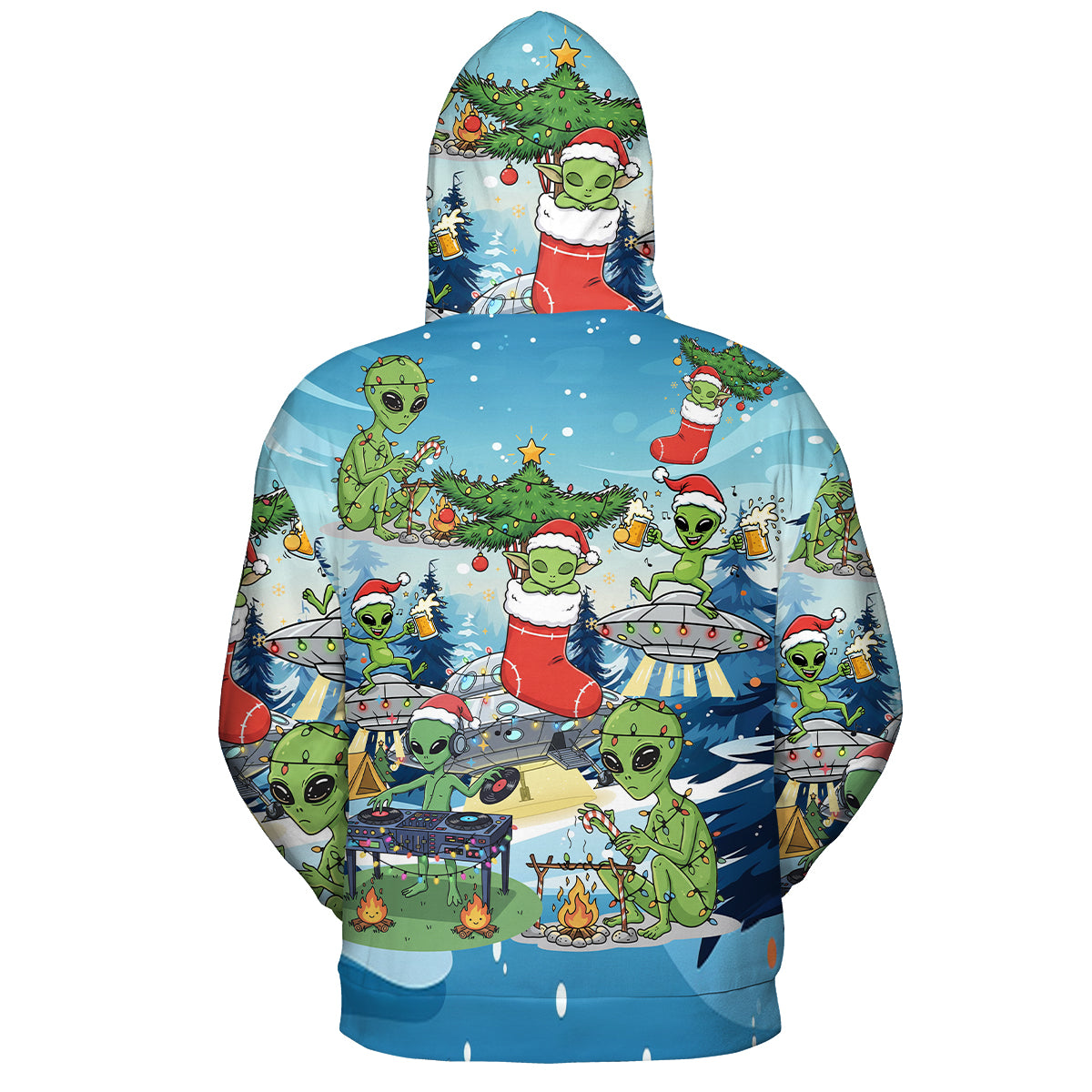 Alien Camping In Santa Custume All Over Print Shirt
