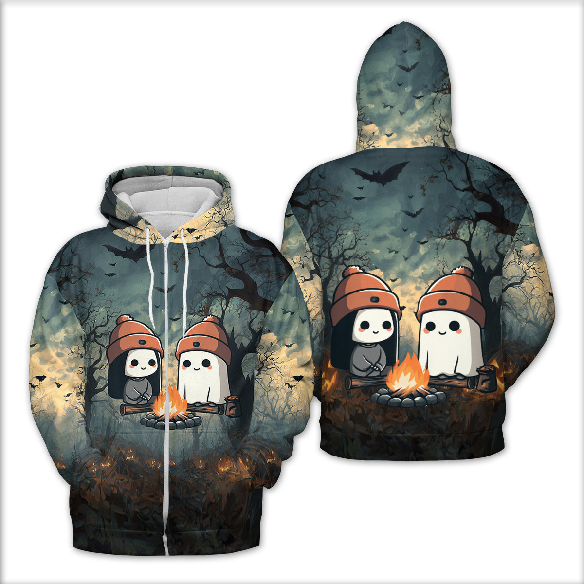 Cute Ghost Camping Crew All Over Print Shirt
