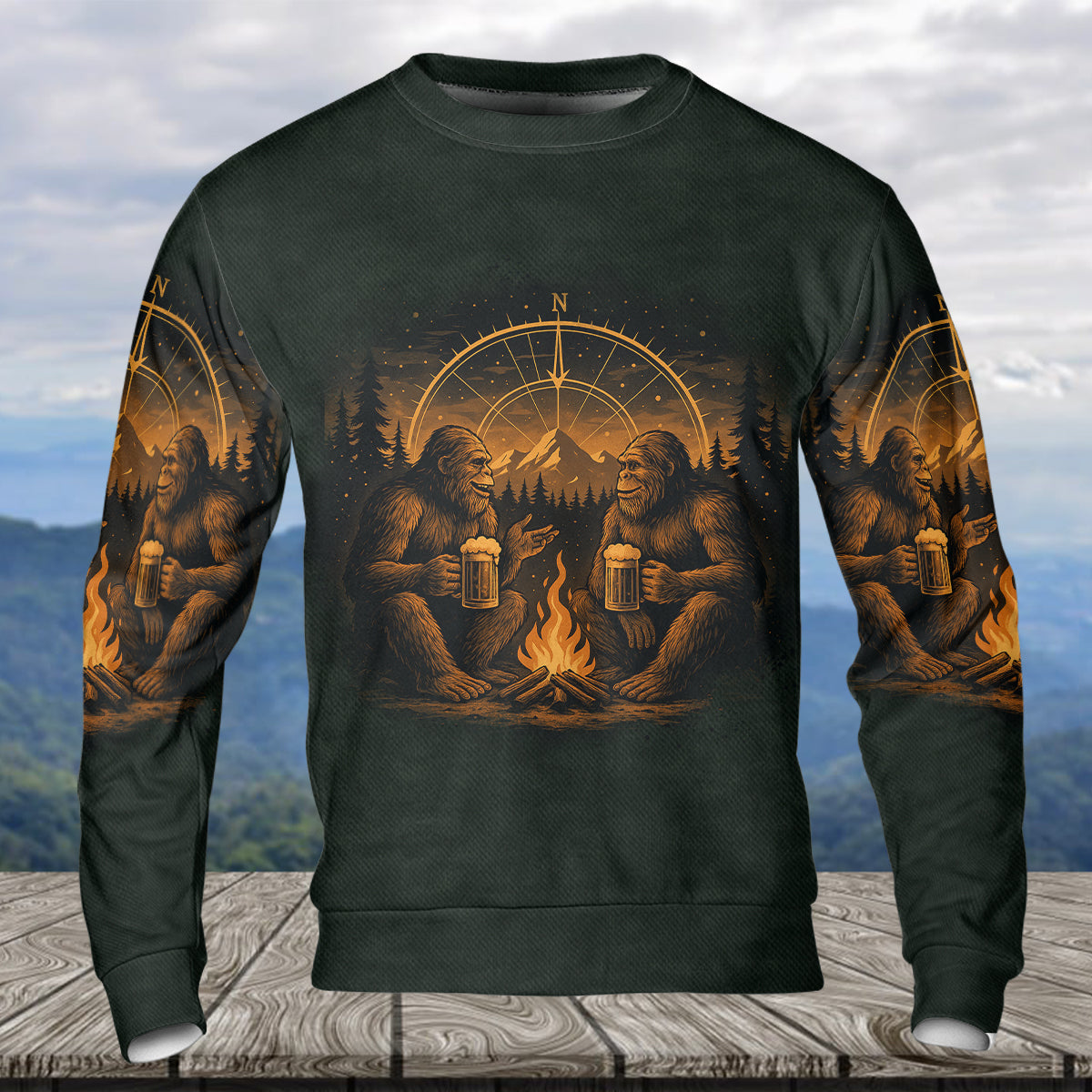 Bigfoot Making Memories One Campfire At A Time All Over Print Shirt