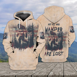 Vintage Bigfoot Not All Who Wander Are Lost Compass USA All Over Print Shirt