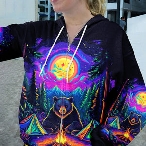 Camping Night With Bear All Over Print Shirt