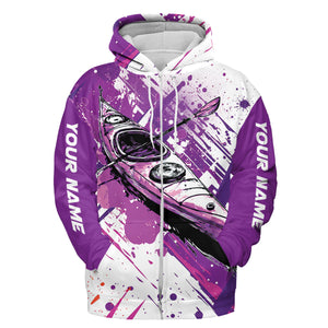 Custom Name Kayaking Purple All Over Print Shirt