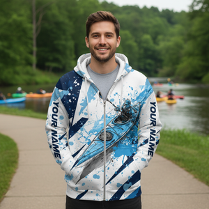 Custom Name Kayaking Blue All Over Print Shirt