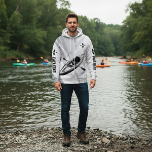 Custom Name Kayaking Black And White All Over Print Shirt
