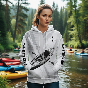Custom Name Kayaking Black And White All Over Print Shirt