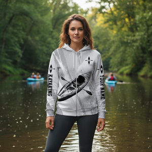Custom Name Kayaking Black And White All Over Print Shirt