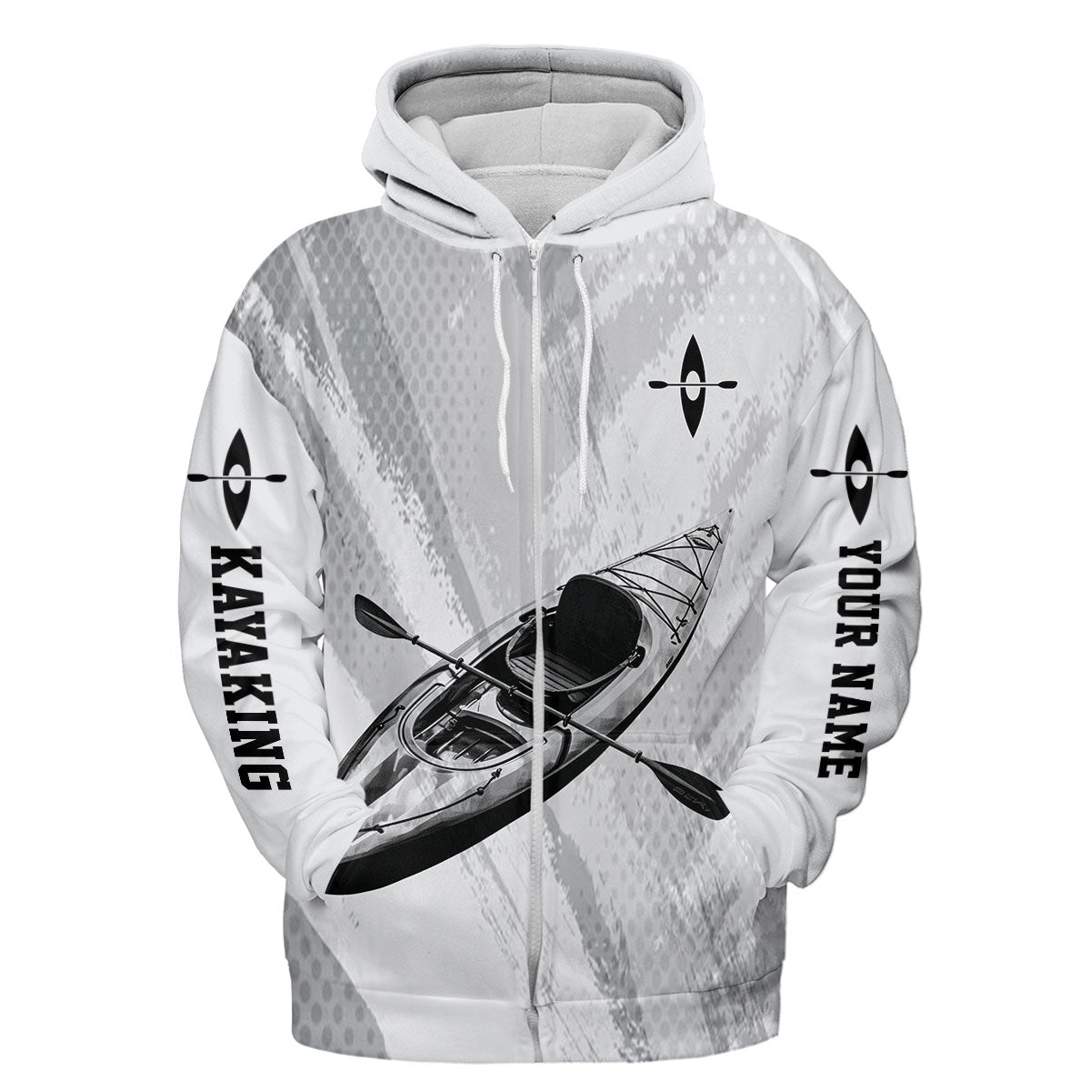 Custom Name Kayaking Black And White All Over Print Shirt