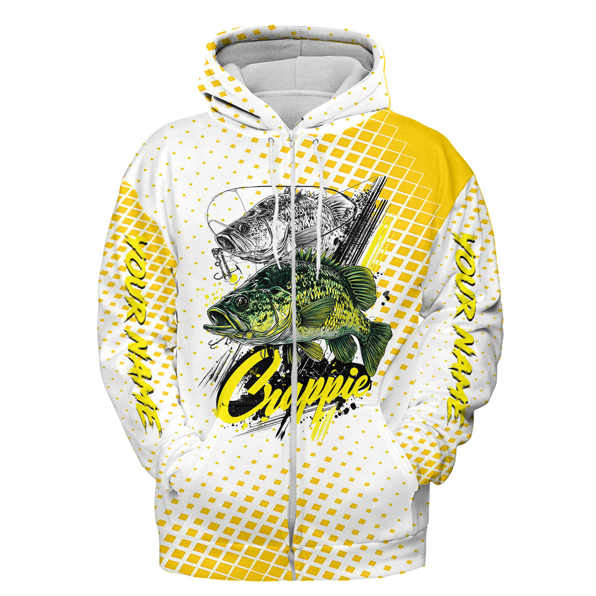 Custom Name Crappie Fish Yellow All Over Print Shirt