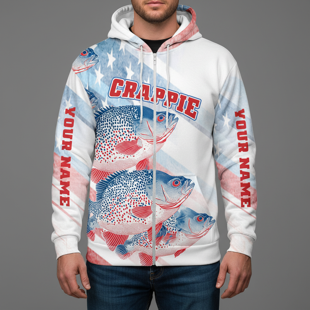 Custom Name Crappie Fish America All Over Print Shirt