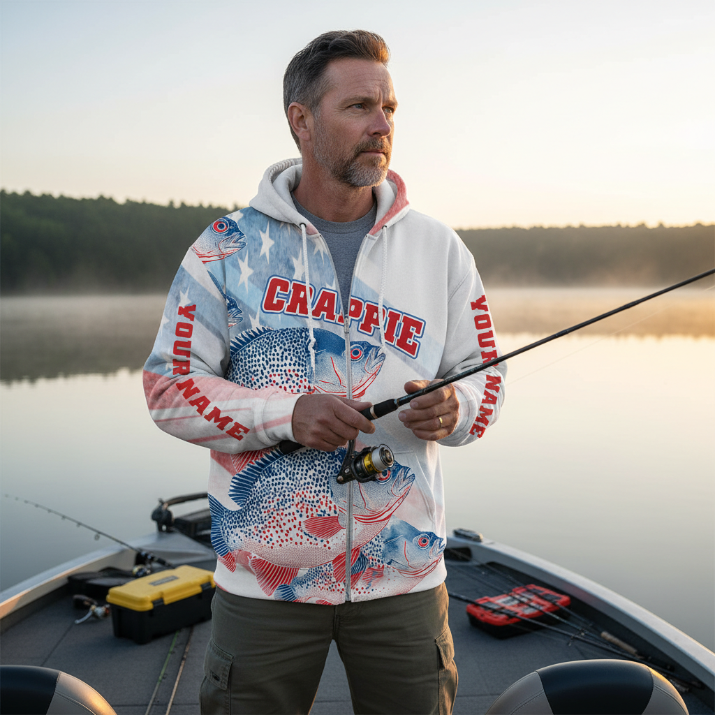 Custom Name Crappie Fish America All Over Print Shirt