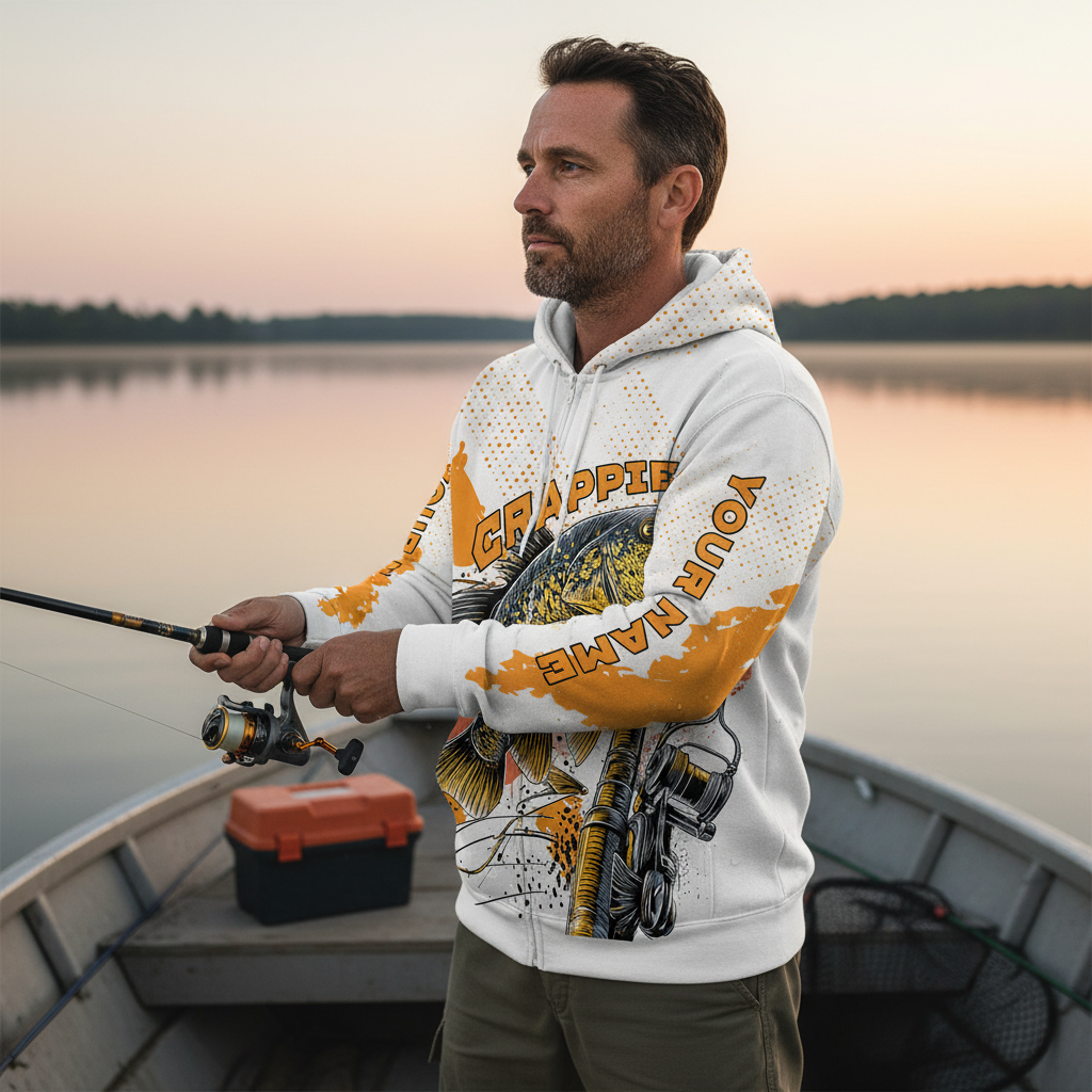 Custom Name Crappie Fish Orange All Over Print Shirt