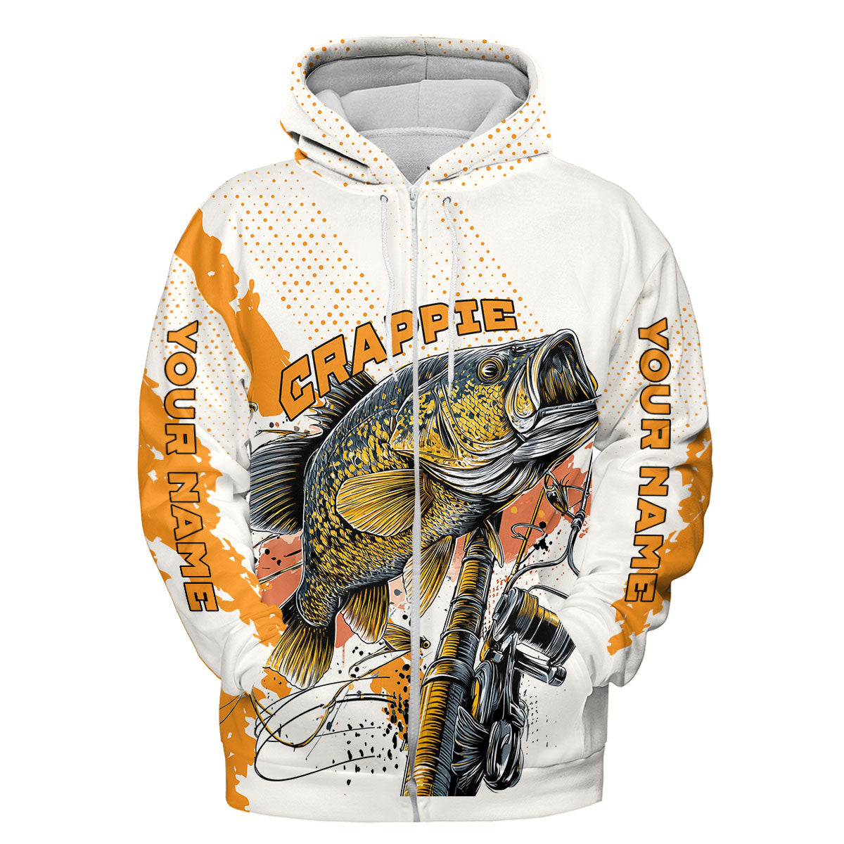 Custom Name Crappie Fish Orange All Over Print Shirt