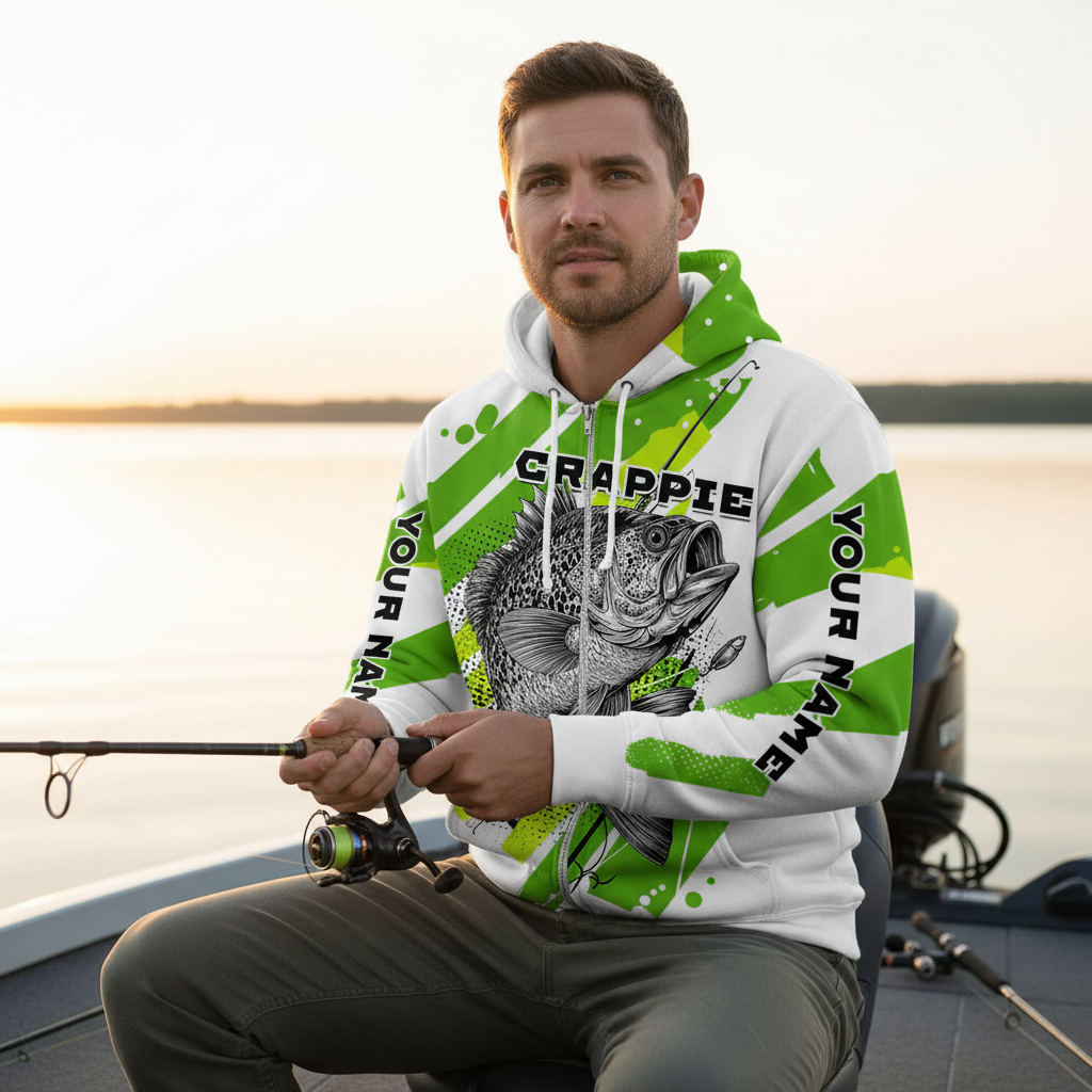 Custom Name Crappie Fish Green All Over Print Shirt